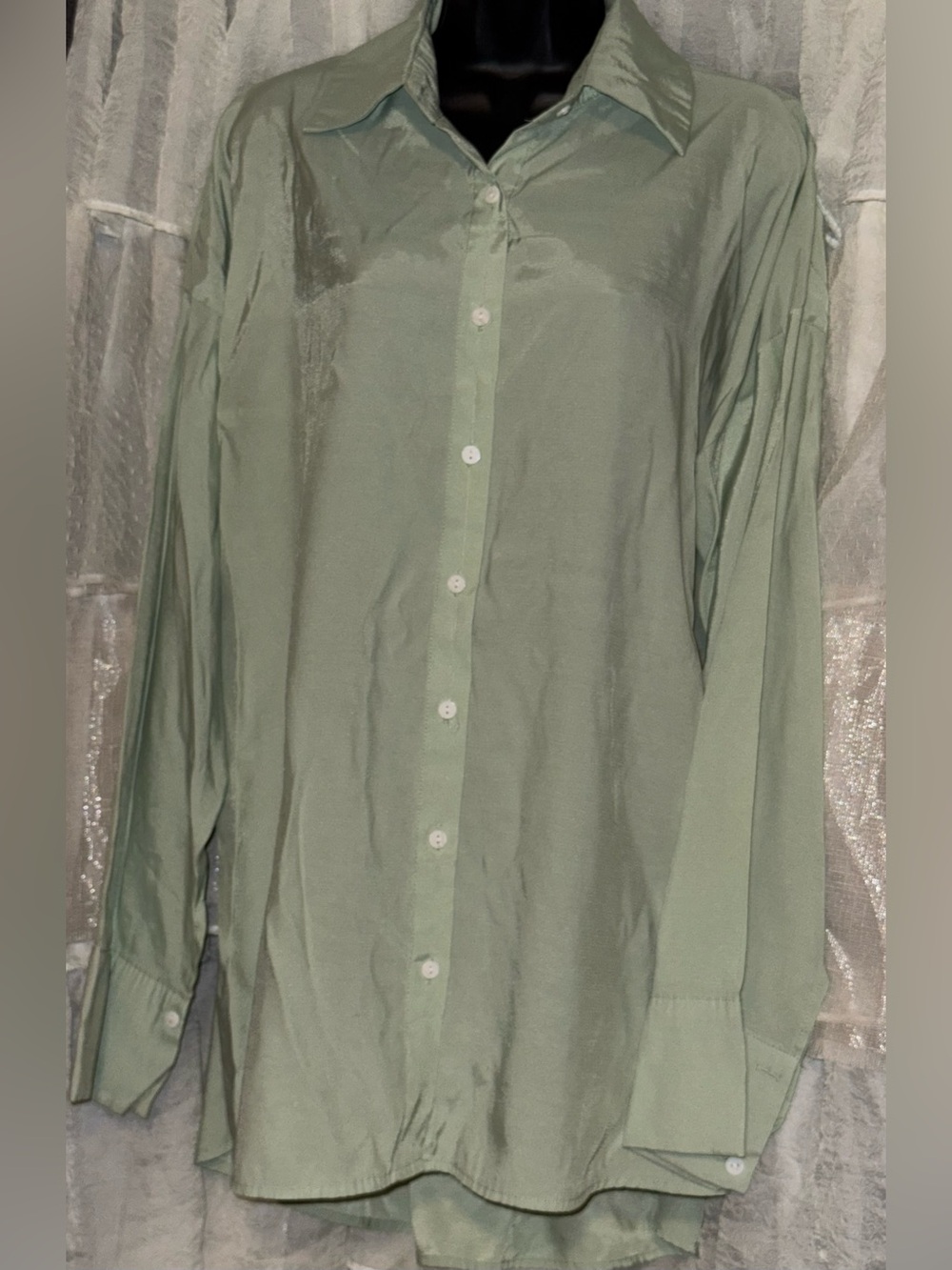 Princess Polly Light Sage Button-Down Shirt
